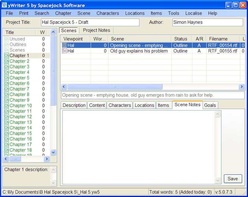 Screenshot for yWriter5 5.1.9.7